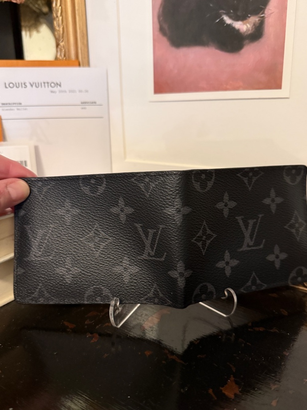 AUTH Louis Vuitton Monogram Eclipse Slim Wallet - Picture 16 of 16